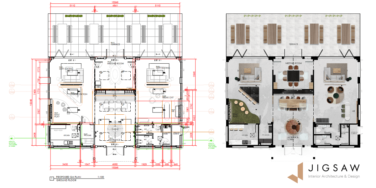 Optimised general layouts of a marketing suite within a residential development